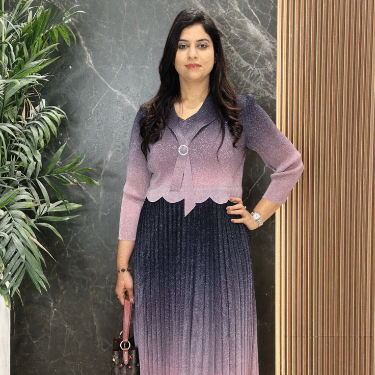 Purple and Pink Pleated Dress