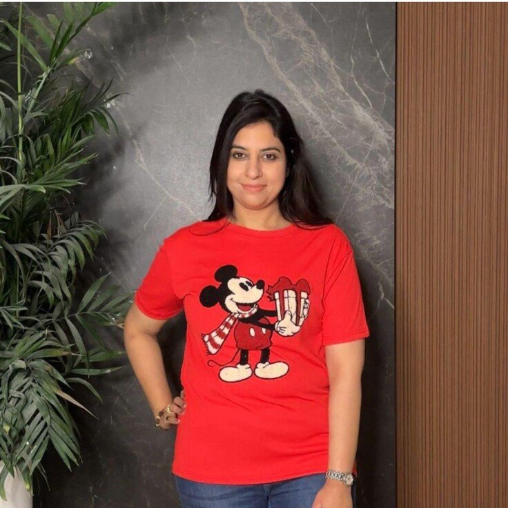Red Mickey Mouse Printed T-Shirt