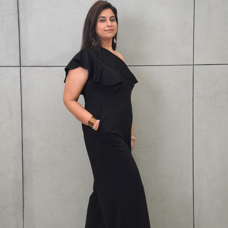 Home classic one shoulder black jumpsuit