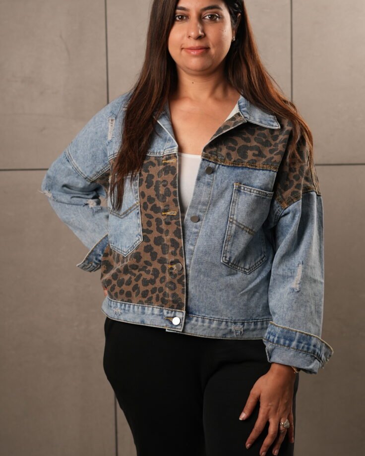 urban wild leopard patch denim jacket